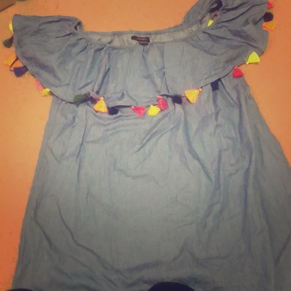 Forever 21 off the shoulder tassel dress